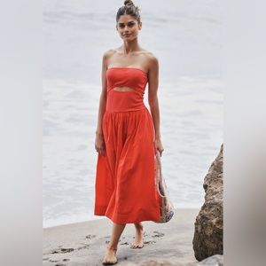 Stateside Poplin Strapless Maxi Dress Anthropologie NWT